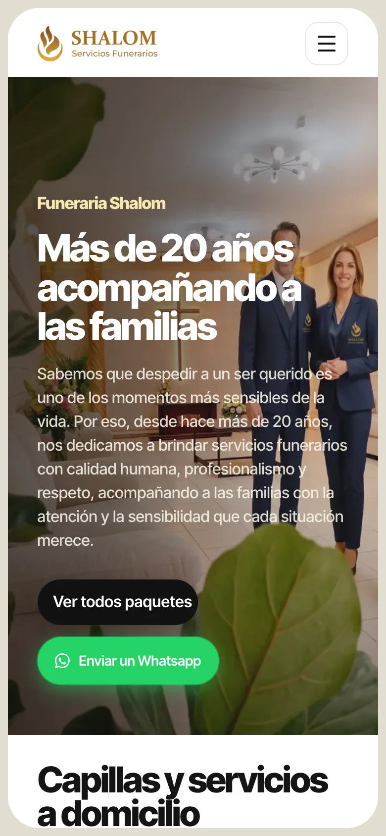 Captura móvil de Funerarias Shalom